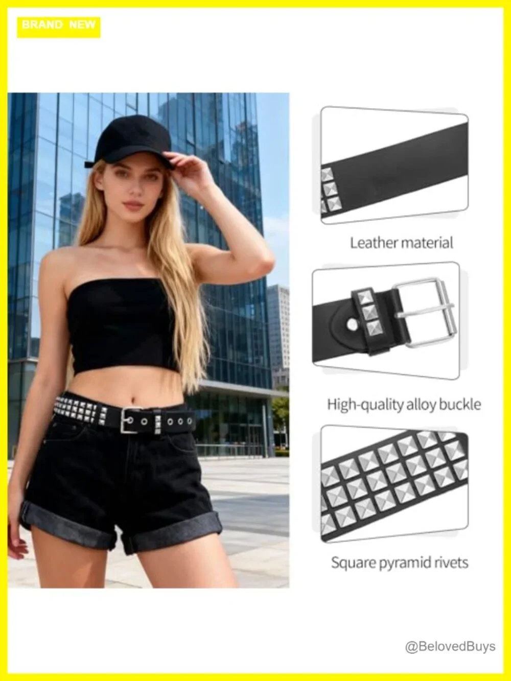 3 Pc Studded Belt Set PU Leather Metal Buckle Punk Goth Y2K Women's Belts